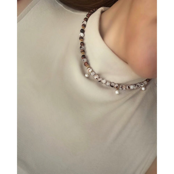 Dalmaçyalı Jasper Ve Murano Yıldız Taşlı Kolye