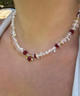 Kalpli Çelik Zincirli Doğal Kristal Taşlı Kolye